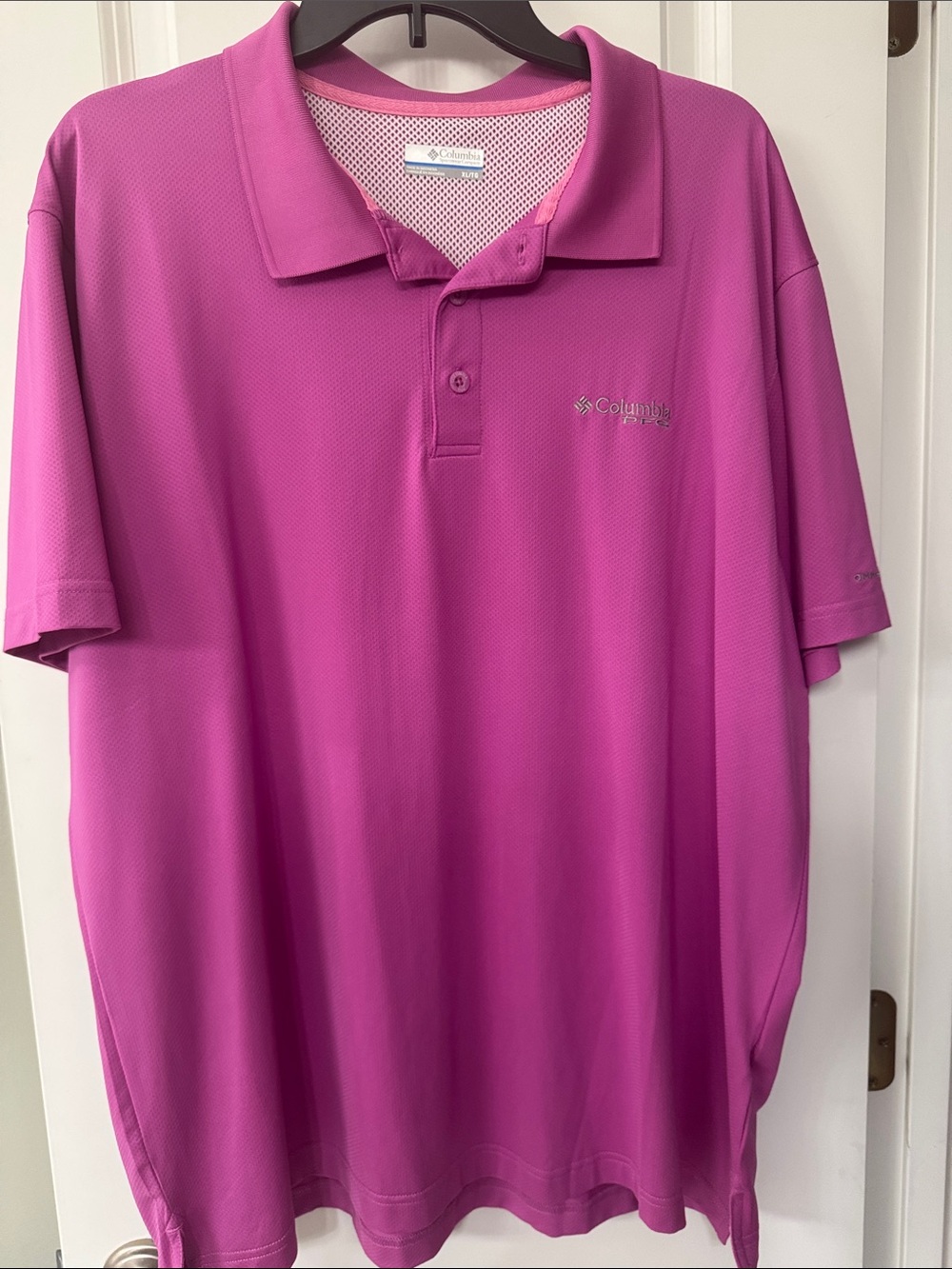 Men's Polo Shirt in Vivid Fuchsia Pink - Classic Collared Style